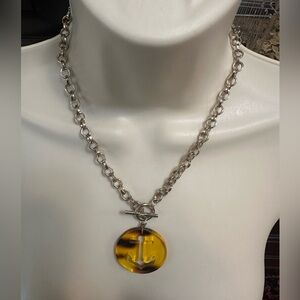 Silver Chain Necklace with tortoise color anchor #deltagamma